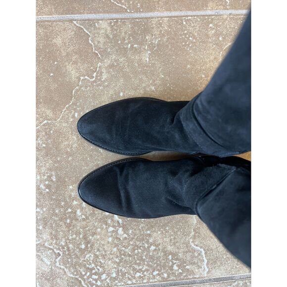 Aquatalia Giada Black Suede Leather Tall Zip Up Riding Boots Women's Size 8.5 - Picture 6 of 16